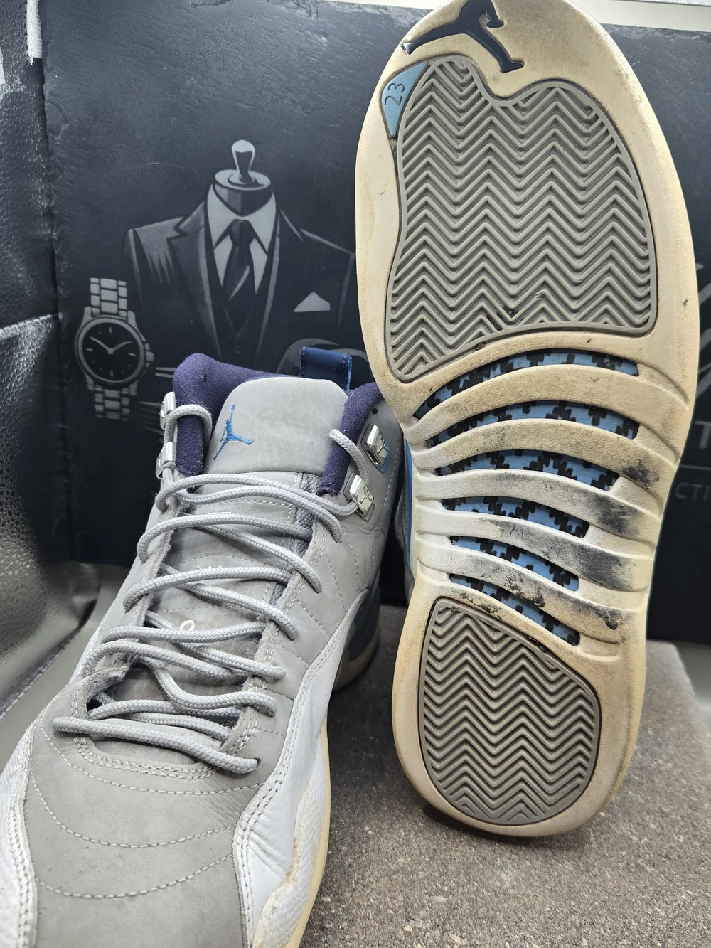 Air Jordan 12 Retro Wolf Grey University Blue UNC 2016 130690-007 Men's Size 10
